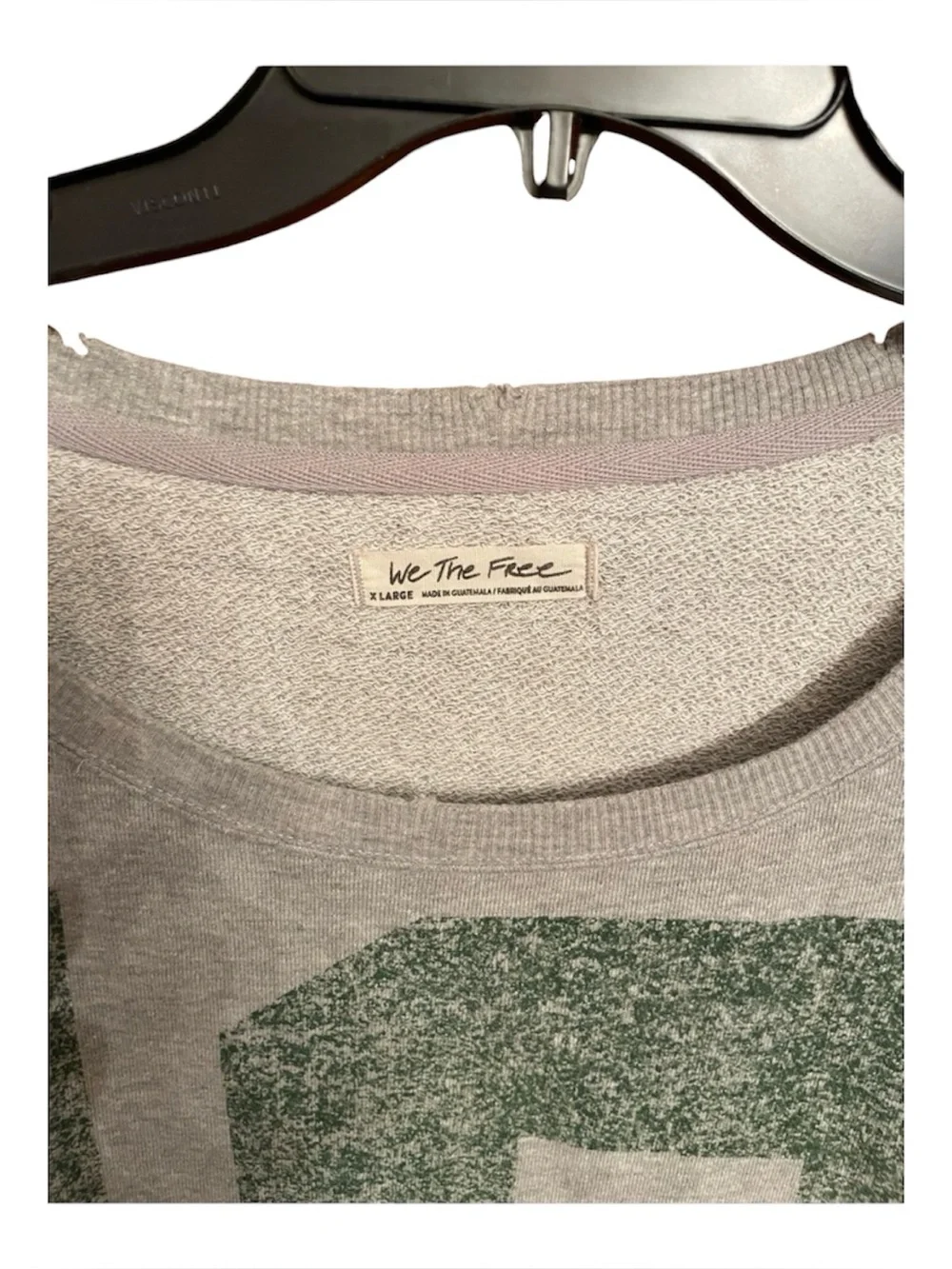 Free People Graphic Camden Pullover Sweatshirt Gray & Green 12 Oversized Size XL